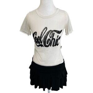 Cool Chic Graphic Mesh Top, See Through T-Shirt, White, Trendy Layering‎